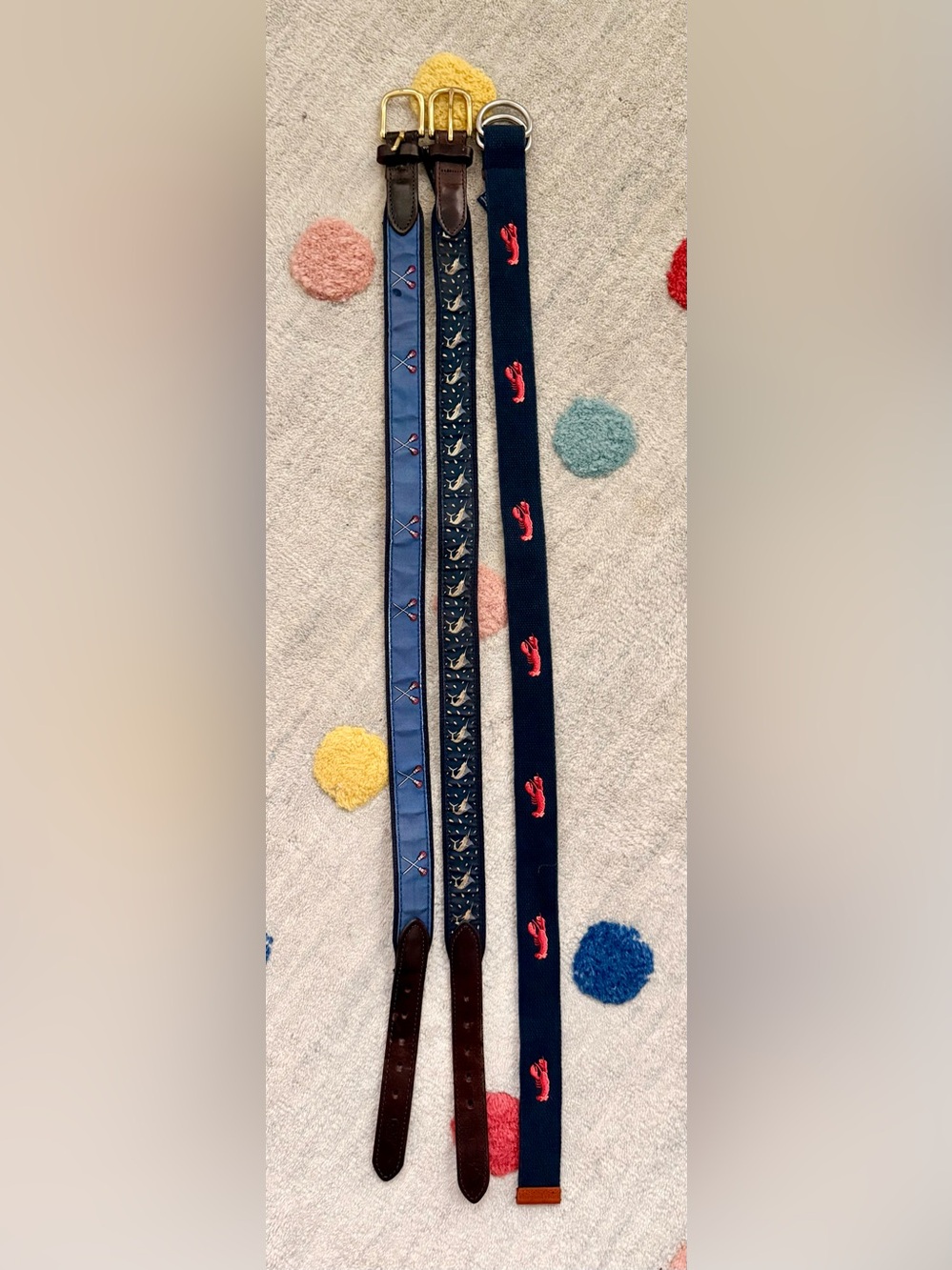Vineyard Vines Kids Navy Belt with Red Lobster Embroidery